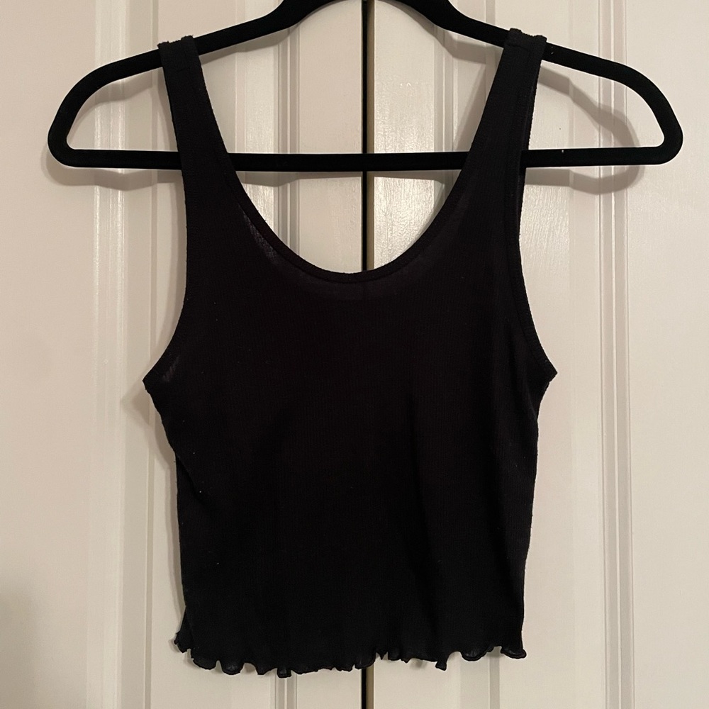Offline by Aerie Black Soft Ribbed Tank Top Size XS